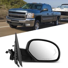 For Chevy GMC 07-13 Power Fold Heated Puddle Light Signal Memory Black RH Mirror