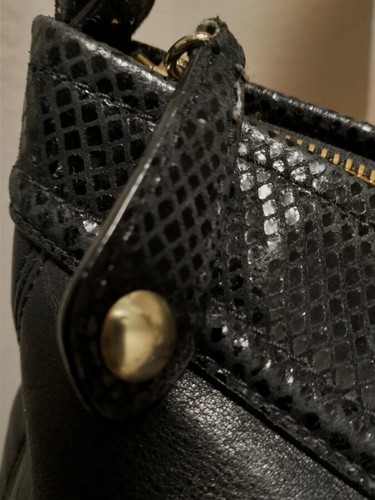 Coach Ashley Black Genuine Leather Snake Trim F20114 Handcrafted Shoulder Bag - Picture 11 of 12