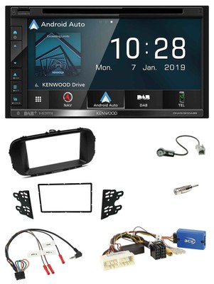 Kenwood DAB TMC USB 2DIN Steering Wheel Bluetooth Navigation for Kia Soul 16-19 Black
