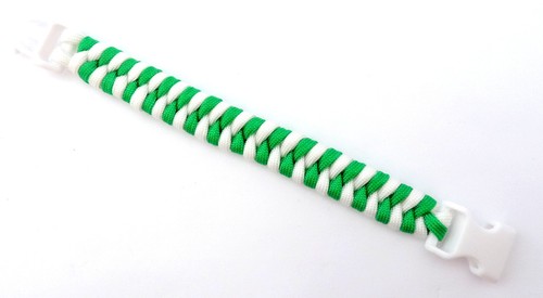 Emerald Green and White Stripes Paracord Bracelet with Buckle Choices - Picture 3 of 6