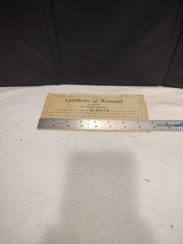 Antique 1913 Sewing Machine CERTIFICATE of WARRANTY Janney Semple Hill Minnesota - Picture 7 of 8