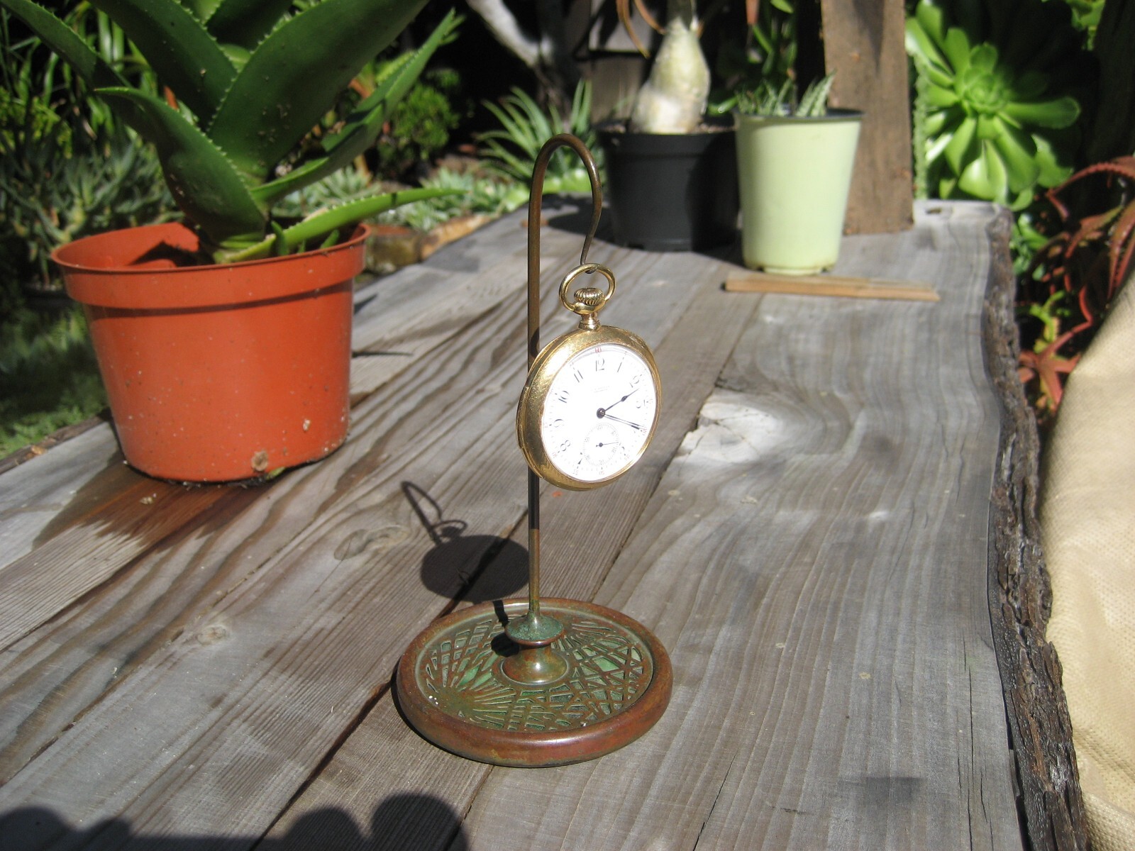 TIFFANY STUDIOS green pineneedle pocket watch stand eBay