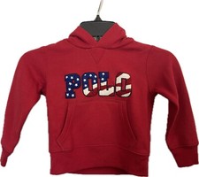 Polo Ralph Lauren Toddler Hoodie Fleece Red USA Logo Flag Color Size 2/2T