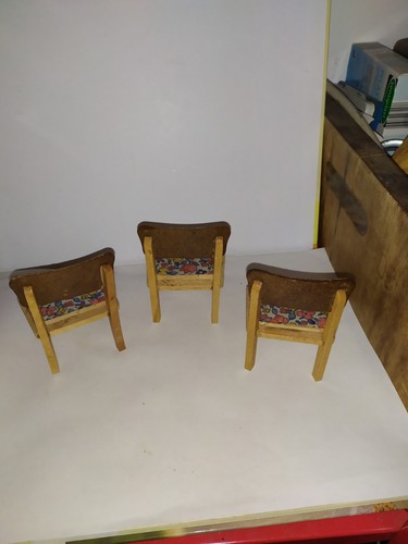 3 x Alter Stuhl-1940er Jahre-Küche-Kaufladen-Puppenhaus-Puppenstube - Bild 2 von 2