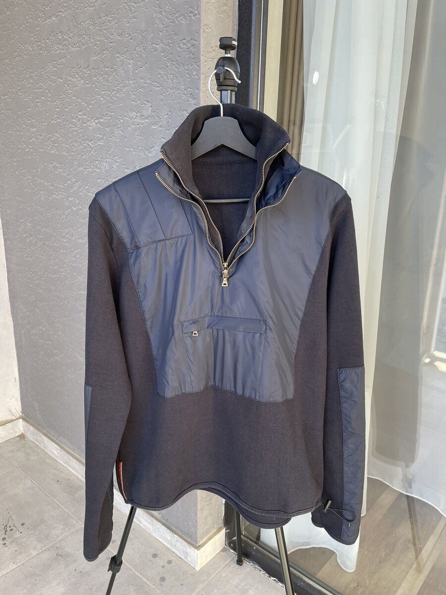 Vintage Prada Double Collar nylon Red Tab Prada 1/4 Zip Vintage Prada Double Collar nylon Red Tab Prada 1/4 Zip