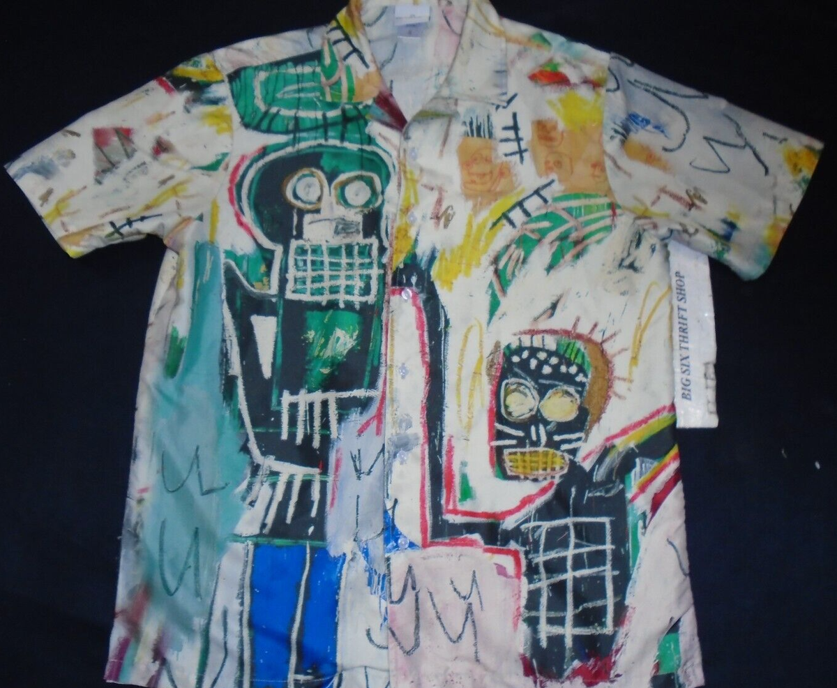 Jean Michel Basquiat Art Design Button Down Camp Shirt Size Jean Michel Basquiat Art Design Button Down Camp Shirt Size