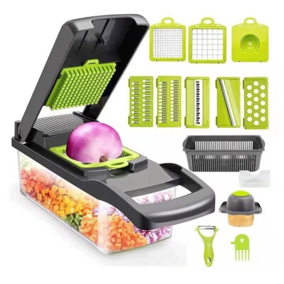 Vegetable Chopper, 16 in 1 Multifunctional Carrot Chopper With Container, Onion