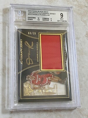 15 D'Angelo Russell Panini Gold Rookie /25 Auto Jersey BGS 9 Mint RC Pop1 None 