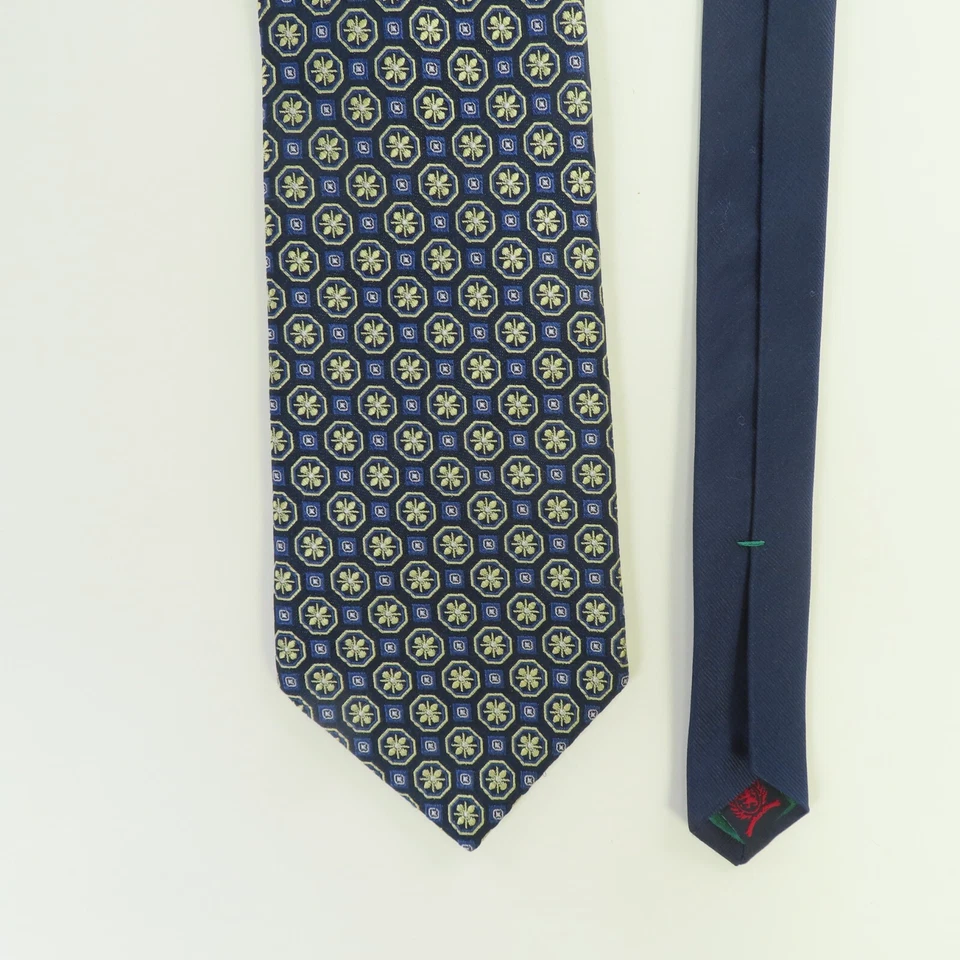 Tommy Hilfiger Corbata Seda Hombre Amarillo Azul Lunares 3.75" 59" EE. UU. Foto 4 de 4