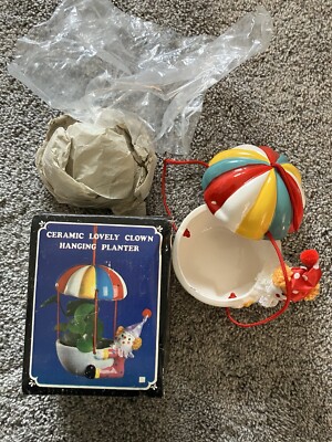 Vintage Ceramic Lovely Clown Hanging Planter