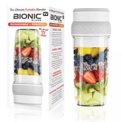 Portable 26 Oz Rechargeable Blender White Single Speed Bionic 6 Mixer Smoothie