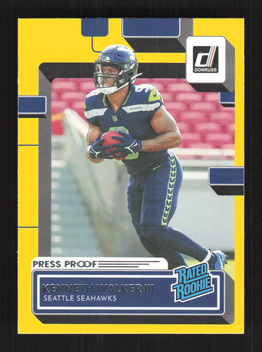 Kenneth Walker III 2022 Donruss Yellow Press Proof Seattle Seahawks Rookie #318