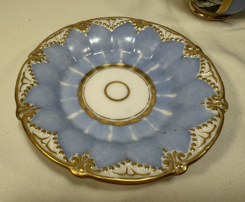 19thc. Old Paris Porcelain Style Blue & Gold 8-Pc TEA SET for TWO w/Landscape - Picture 10 of 18