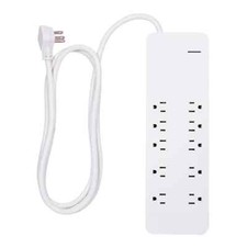 GE 10-Outlet Surge Protector, 2480J, 6ft Cord, White