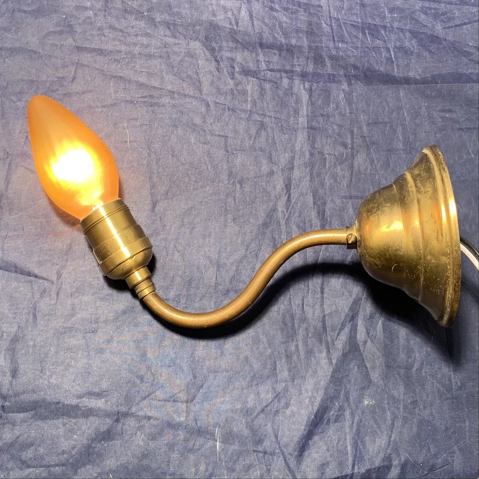 Rewired Antique Early Electric Wall Sconces Set Of 3 Three BRASS 3K - Image 4 of 4