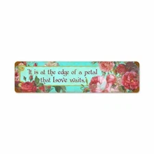 IT'S EDGE OF ROSE PETAL LOVE WAITS 20" HEAVY DUTY USA MADE METAL HOME DECOR SIGN