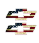 1 Pair Chevy Bow Tie LOGO With AMERICAN FLAG IMPOSED DECAL STICKER CHEVORET p255