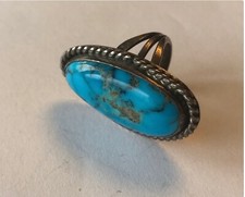 Native American Navajo Sterling Silver RING Turquoise Size 5 1/2 SIGNED