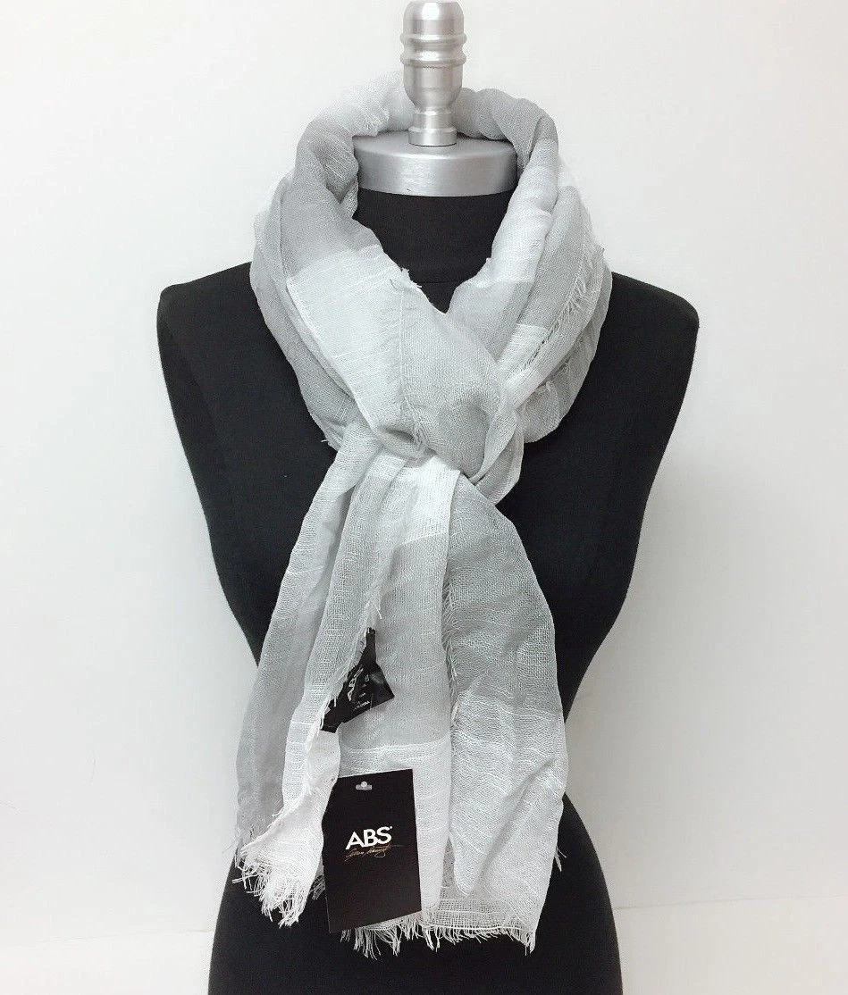 ABS Long Soft Fashion Knit thin Scarf Wrap Shawl w frayed edge