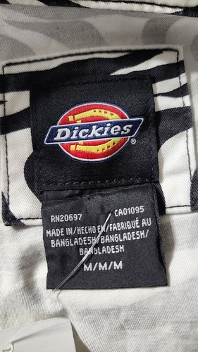 Dickies Women's Medium Romper Jumpsuit Short Sleeve Animal Zebra Print Blk White - Picture 13 of 20