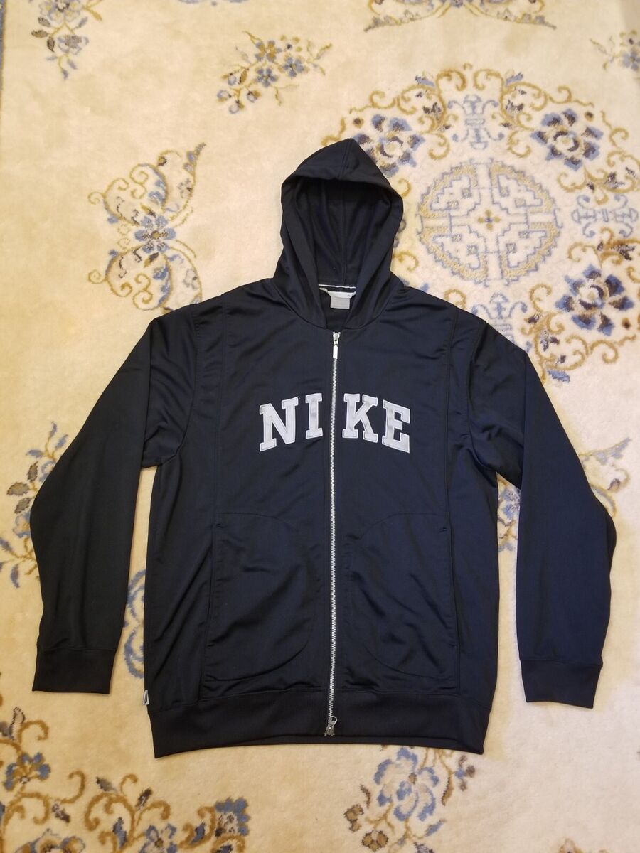 VTG Nike Spell Out Full Zip Black Hoodie Jacket L Gray Tag VTG Nike Spell Out Full Zip Black Hoodie Jacket L Gray Tag
