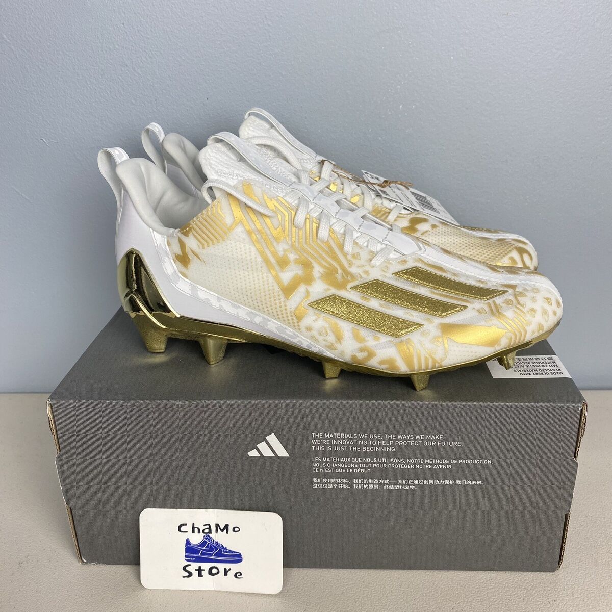 adidas adizero 12.0 Mismatch White Gold Football Cleats adidas adizero 12.0 Mismatch White Gold Football Cleats