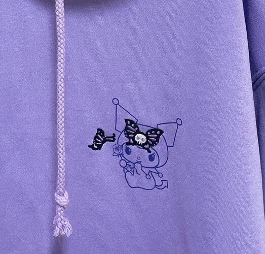Sudadera con Capucha Sanrio Kuromi Anna Sui Bordada Mujer Talla XL Púrpura Kawaii Jfashion Foto 4 de 4