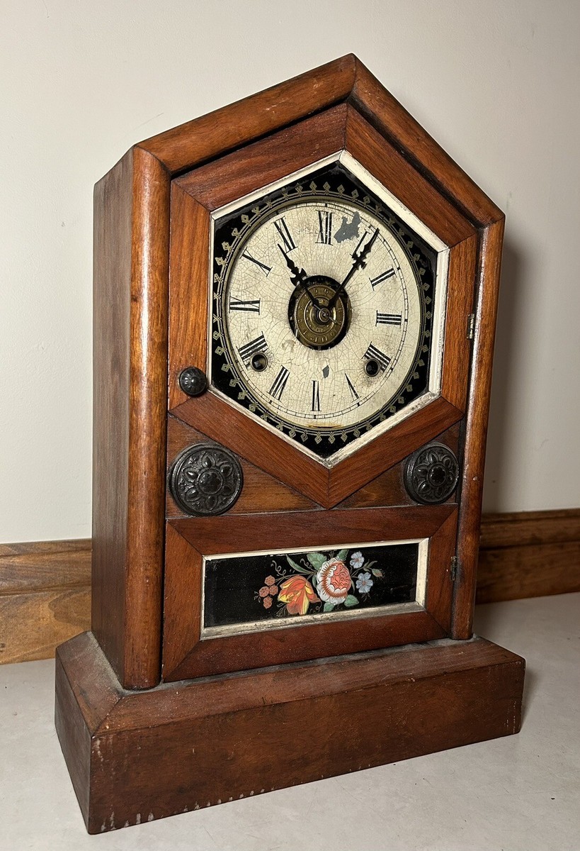 Jerome & Co. 8 Day Time And Strike Alarm Mantel Cottage Desk Table