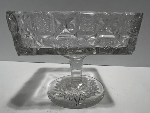 VTG Westmoreland EAPG Bridle Rosettes Checkerboard Manganese Glass Footed Dish - Picture 2 of 13
