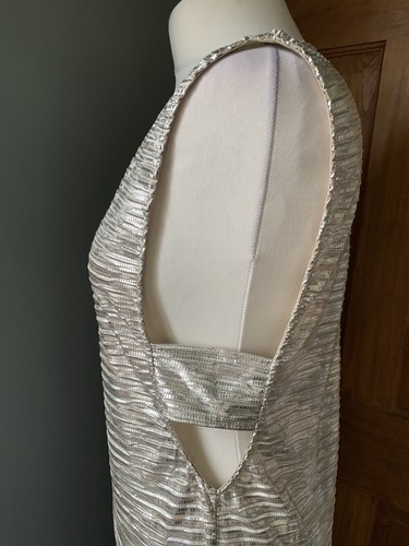 Vera Moda Gold Metallic Open Midi Coloumn Dress Size L - Picture 4 of 10