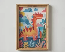 Dinosaur Nursery Wall Art Printable, Colorful Kids Dino Poster