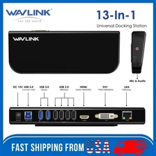 Wavlink Universal Laptop Docking Station 2K Dual Video Monitor DVI/HDMI/VGA/LAN