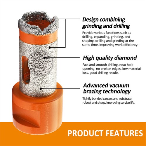 20-75mm Diamond Drilling Milling Finger Bit Porcelain Ceramic Stone Shaping Hole - Picture 5 of 13