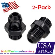 2PCS -6 AN to -6 ORB O-ring Boss Flare Adapter -6 AN Fitting Black Aluminum
