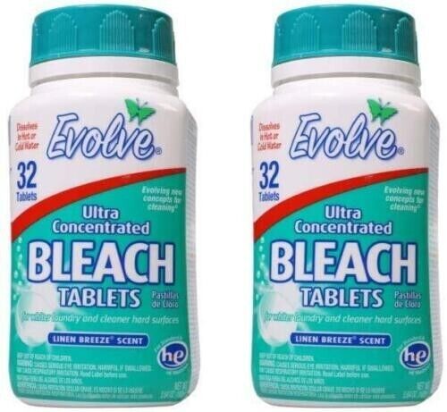 Evolve Ultra Concentrated Bleach Tablets Linen Breeze Scent 64 Total Count