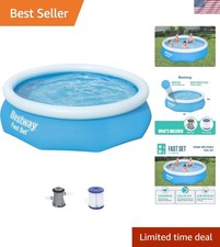 Durable 10ft x 30in Round Inflatable Pool Set with 330 GPH Pump for Summer Bliss