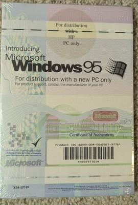 Microsoft Windows 95 OEM Operating System CD-ROM, English, HP PC Only