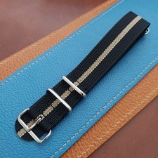 22mm Black  Tan Striped Nylon Classic G10 MoD Watch Strap