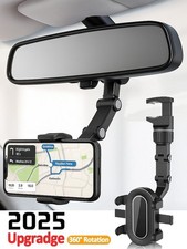 360 Rotatable Car Rearview Rear View Mirror Phone Holder Mount Stand For iPhone