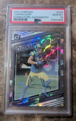 2022 panini donruss cooper kupp dominators auto PSA 10 10/25 number match pop 1!