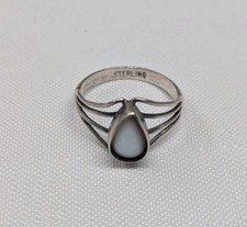 Sterling Silver Mother Of Pearl Teardrop Ring Size 6.5