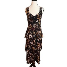 A.L.C for Barney’s 100% Silk Black Midi Tiered Sundress Dress Women’s Size 4