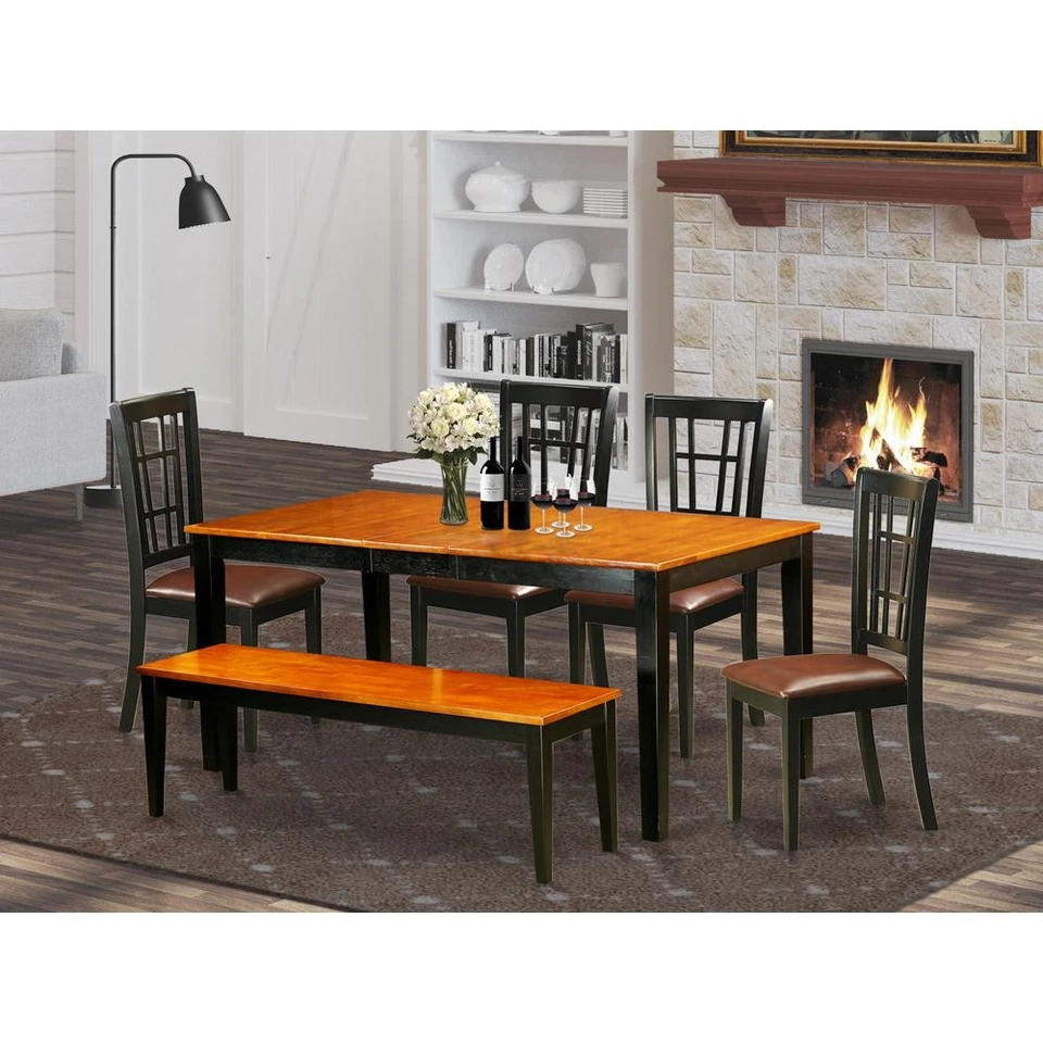 6 PC Table set-Dining Table and 4 Dining Chairs plus a bench - Image 2 of 4