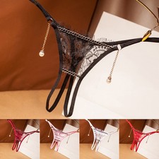 Crotchless Women's Lingerie in Lace Elegant Panty Featuring a Beautiful Pendant