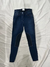 HKM Women Breeches Riding Schooling Horse Denim knee patch breeches Size 26 