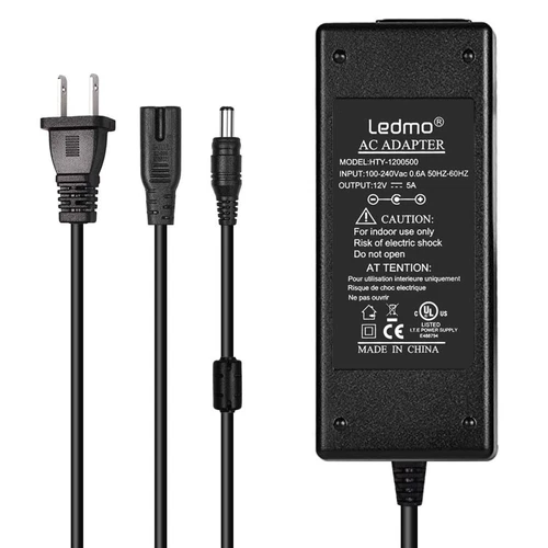 Adaptador de fuente de alimentación Ledmo 12V 5A 60W Ac Dc 100-240V Dc 12V transformadores enchufe de EE. UU.-