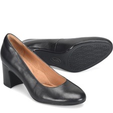 NIB Sofft Women's Anna Marie Slip-On Leather Pumps in Black