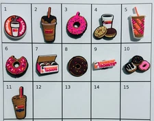 Dunkin Donuts & Coffee Shoe Croc Charms NEW Pack of 11- (11 Charms For $9)