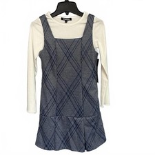 Trixxi Girl Blue Plaid Kids Casual Dress. Medium