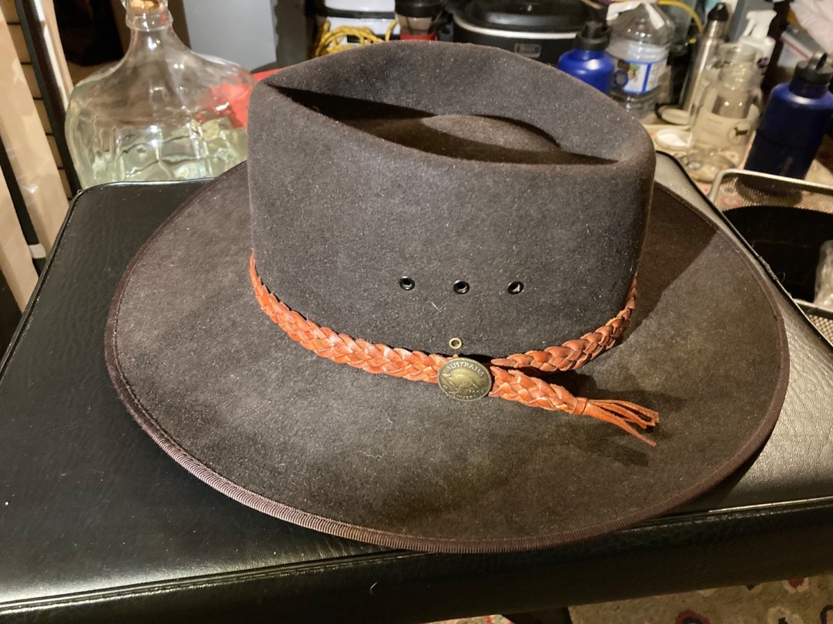 Vintage Akubra Hat Size 56 Brown MADE IN AUSTRALIA 